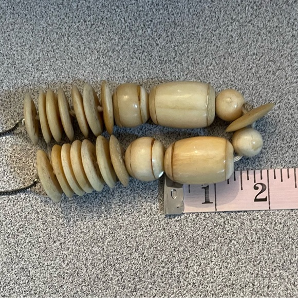 Vintage Large Beige Cream Toned Beads On 925 Silver Chain - Picture 7 of 10